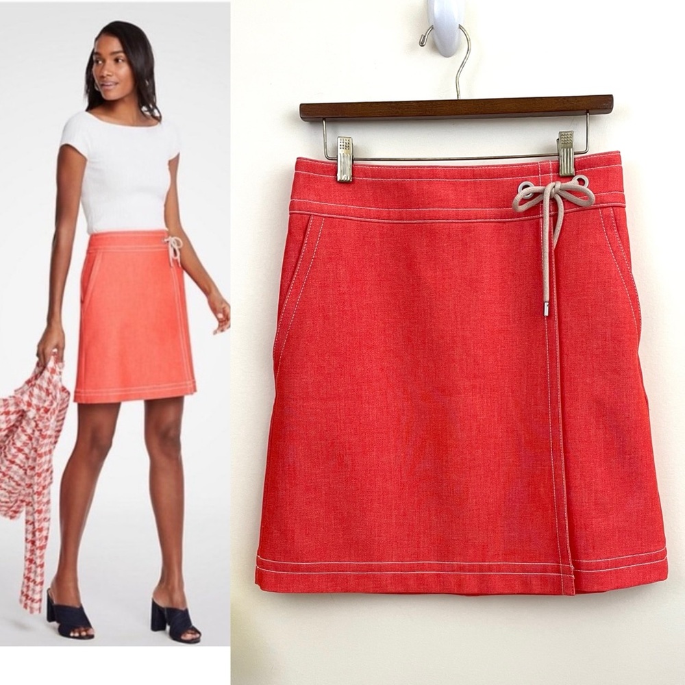 Ann Taylor Chambray Faux Wrap Skirt, worn once & EUC